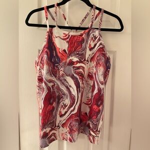Patagonia Red and Purple Swirl tank top shelf bra Camisole 15” chest 24” length